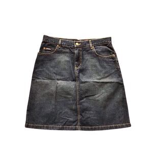 Quick Silver Roxy jean Sz 13 Knee Length Denim Skirt Straight Pencil MODEST VGUC